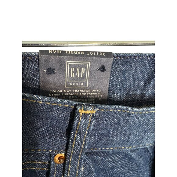NWT GAP High Rise Barrel Jeans Dark Wash Indigo-sz 30 Tall - Picture 4 of 10